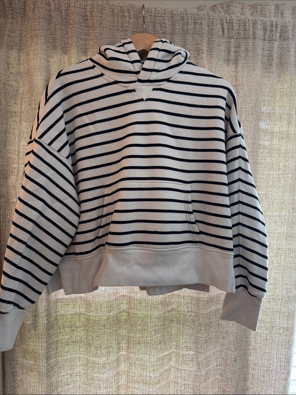 Abercrombie & Fitch White Hoodie with Black Stripes